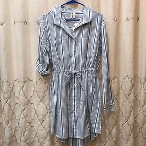 Cotton blue and white striped dress